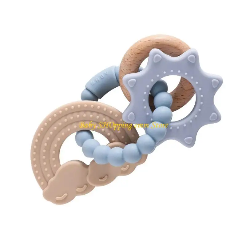 

23GD Baby Teething Toy Silicone Teether Bracelet Safe Silicone Grasp Toy Soft and Chewable for Infants 3 Months and Up