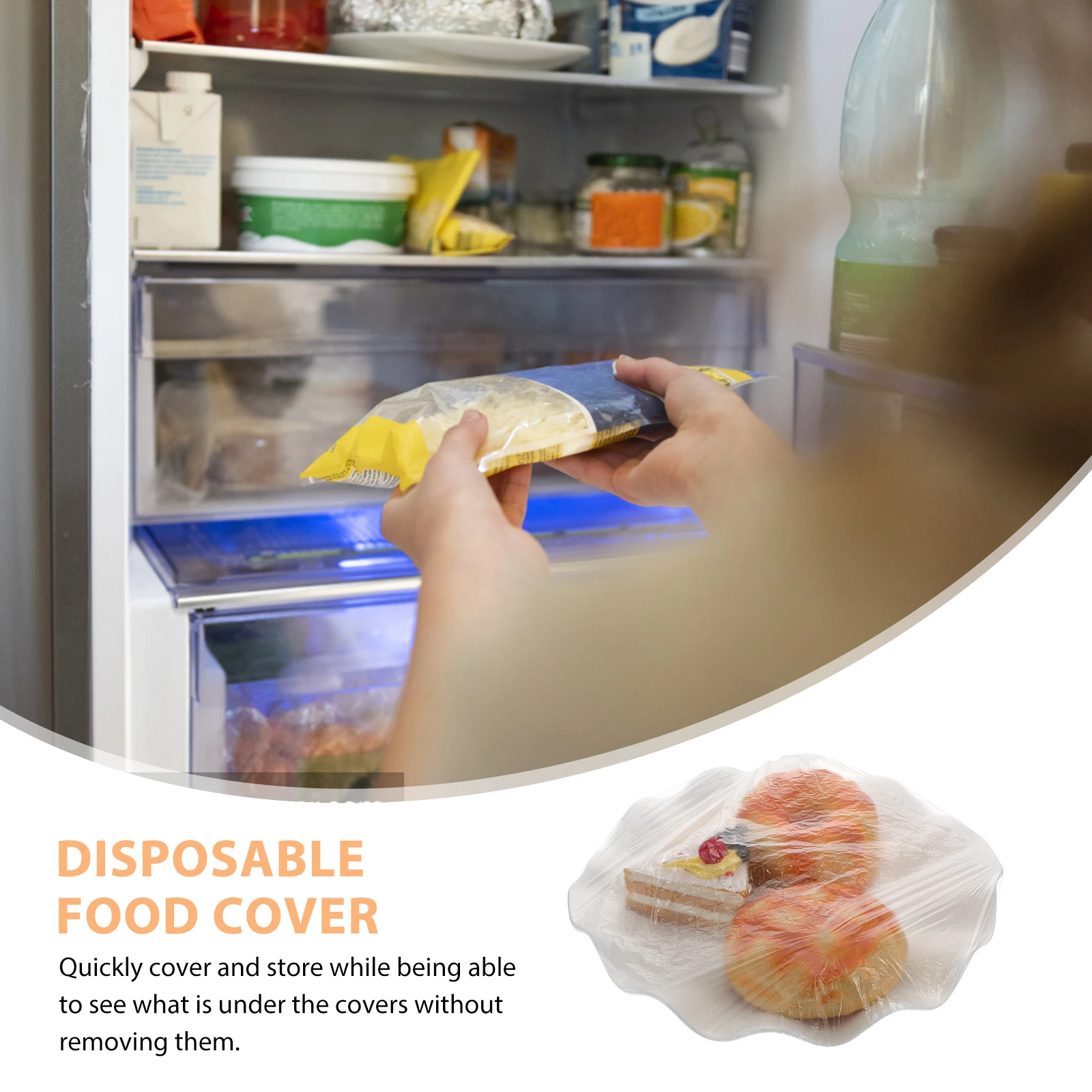 

300pcs Flexible Plastic Food Covers Airtight Storage Wrap for Bowls Plates Cups RefrigeratorLeftovers Fruits PE Dish