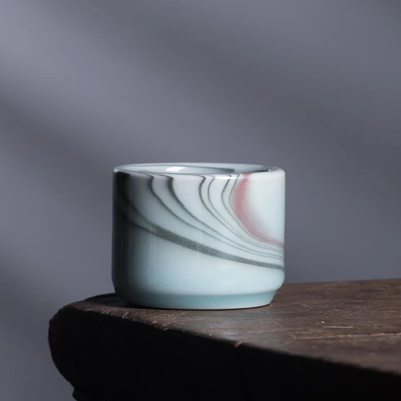 Longquan Celadon Handmade High-End Master Cup Single Cup Ceramic Kung Fu Tea Cup Ye Zhengmao Yanxia Tea Cup Gift Box