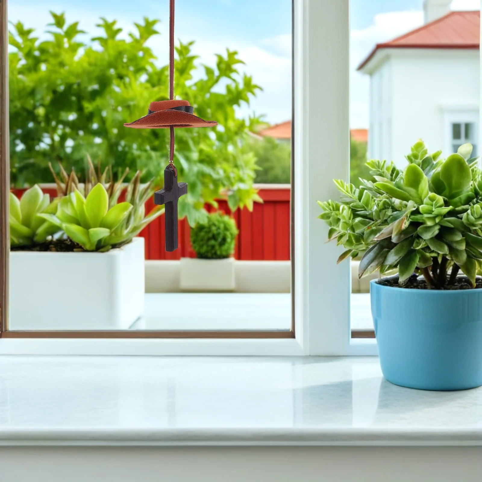 

1 Piece Cowboy Hat Cross Pendant Necklace for Men Western Style Chain Gothic Jewelry Biker Accessory Gift