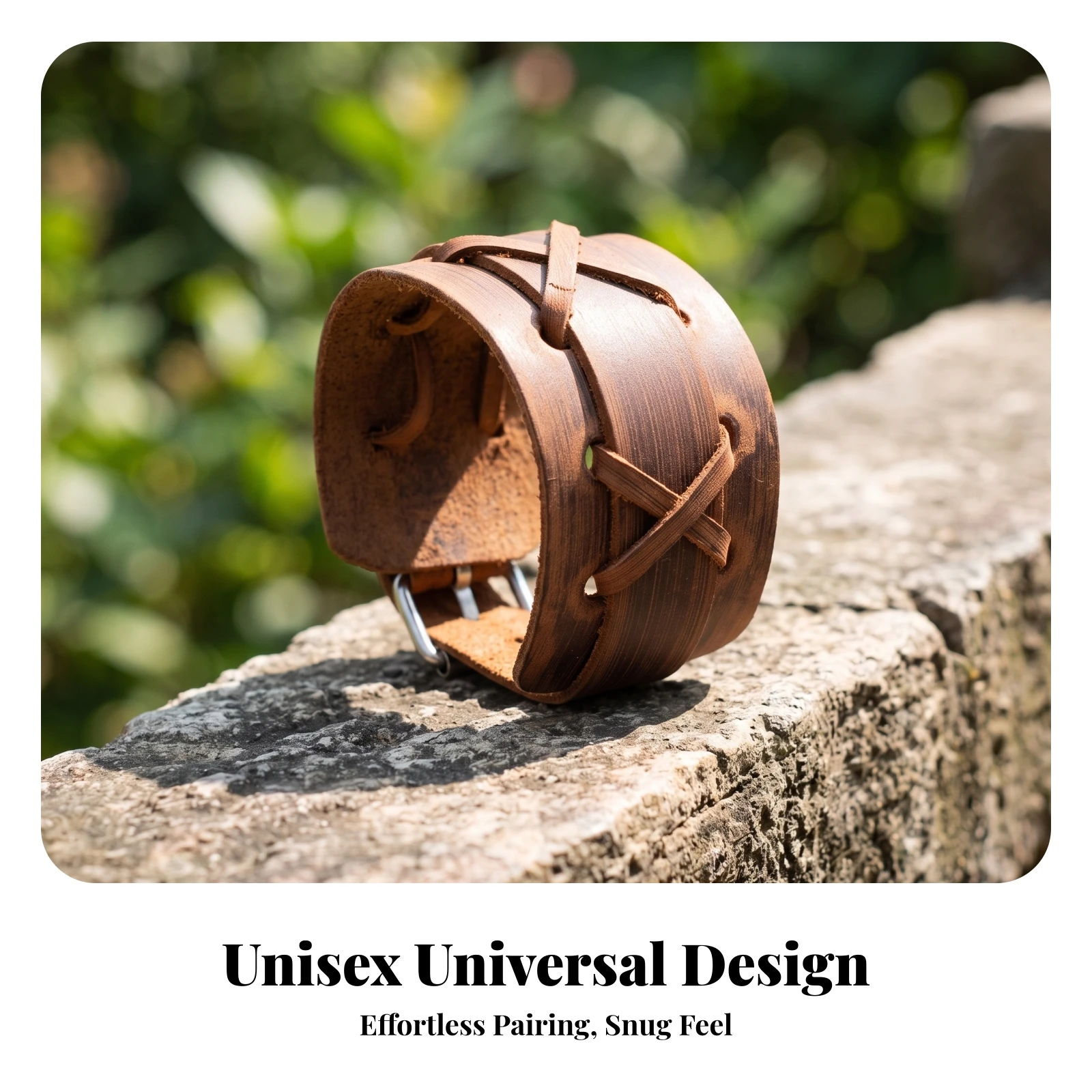 Vintage Fashion Wear - Leather Bracelet with Iron Buckle Rugged