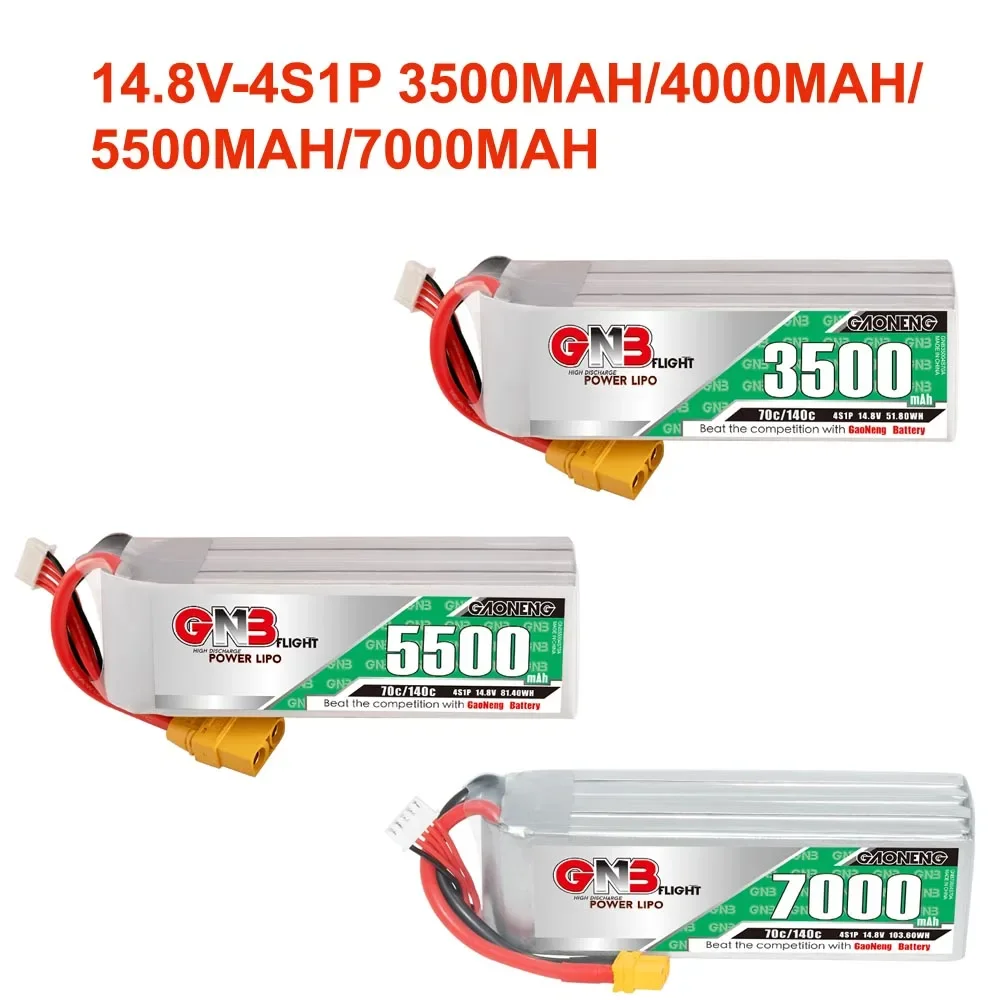 

GNB 3500mAh/4000mAh/5500mAh/7000mAh 4S1P 14.8V 70C Lipo Battery With XT60/XT90 Plug For FPV Drone RC Helicopter Airplane Parts