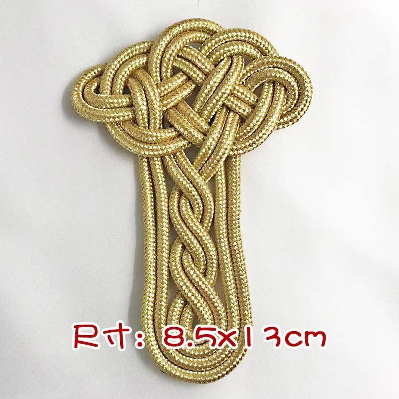2pcs Fashion Waist Belt Shoulder Strap Frog Button clothes Appliques sew on Patches large Golden Thread Handmade Weaving Epaulet