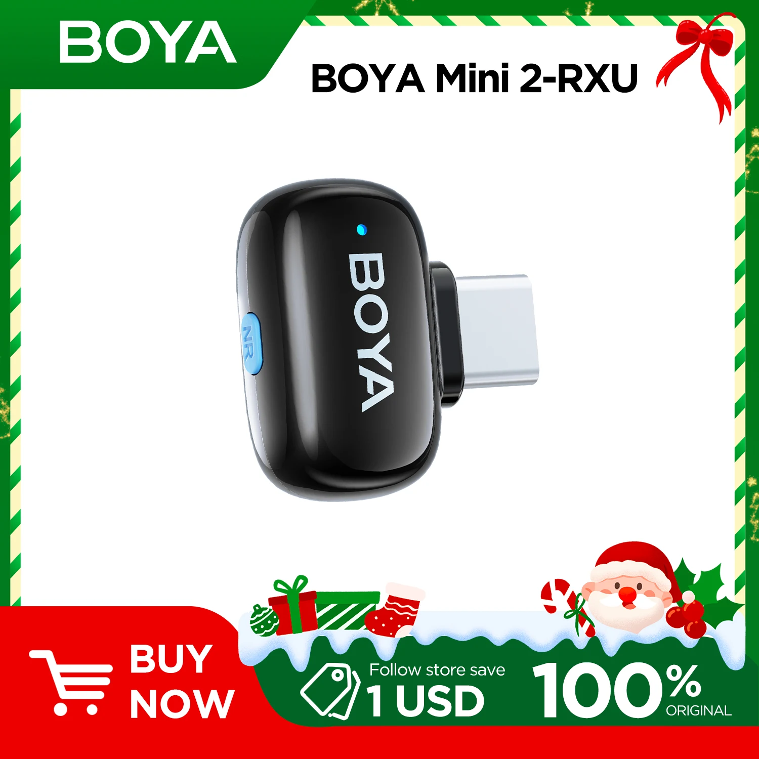 Приемник BOYA Mini 2, совместимый с Android iPhone, Type-C и интерфейсами Lightning. Для использования с беспроводным петличным устройством BOYA Mini 2.