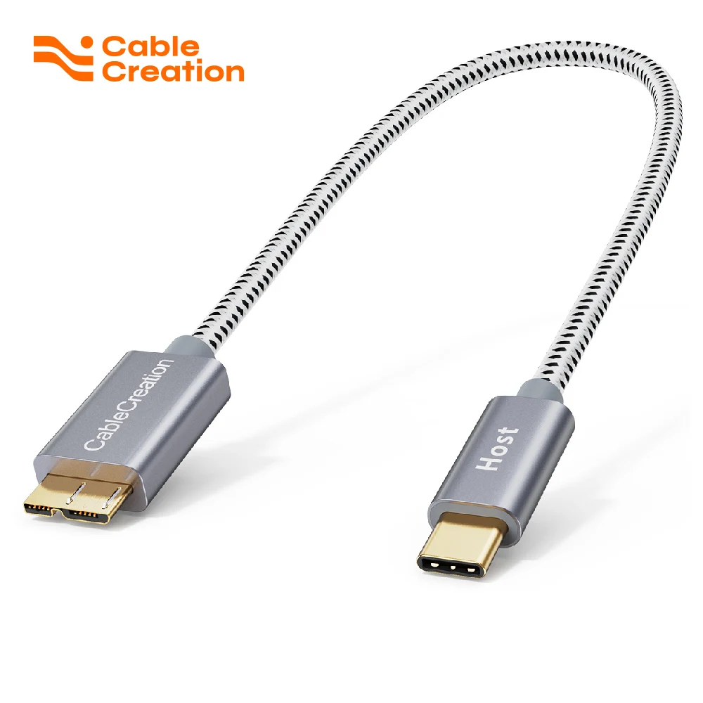 كابل CableCreation بطول 0.3 متر USB C إلى Micro B، محرك الأقراص الصلبة الخارجي ذو سرعة 10 جيجابت في الثانية مضفر، USB 3.1 من النوع C إلى Micro B يعمل لـ SSD #1