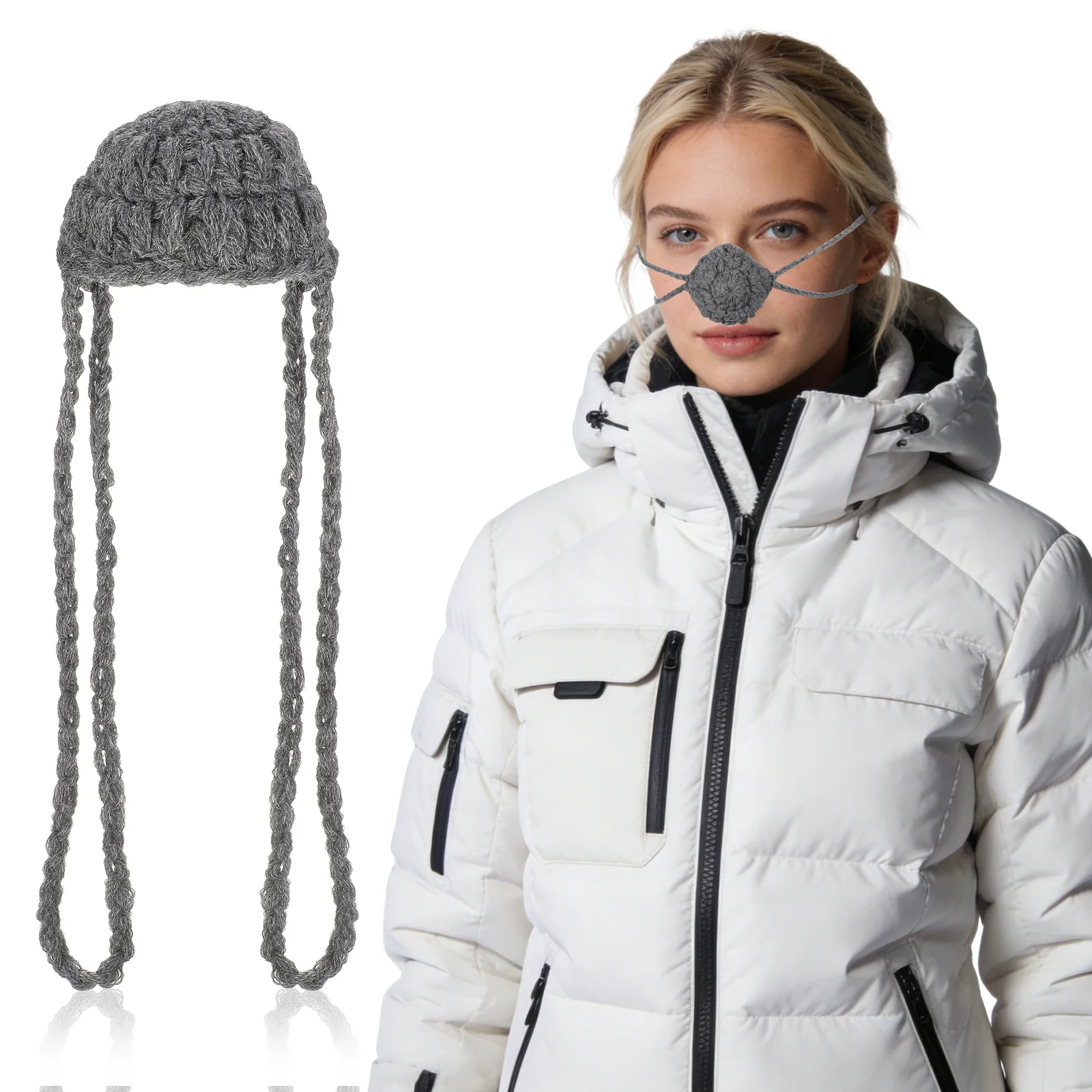 

Nose Warmer Handmade Wool Weaving Breathable Nasal Mask For Cold Weather Outdoor Sports Skiing Running Hiking Windproof