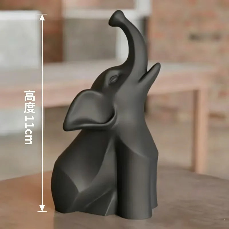 3D Printed Geometric Elephant Figurine Trunk Up Elephant Sculpture Nordic Tabletop Decor Office Desktop Shelf Lucky Ornament