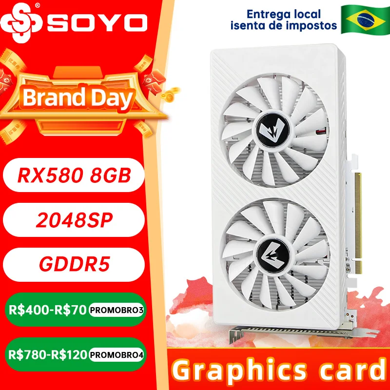 Игровая видеокарта MOUGOL AMD RX 580 8 Гб 2048SP GDDR5 256Bit PCI Express 3,0 × 16 8Pin Radeon GPU RX580 Series