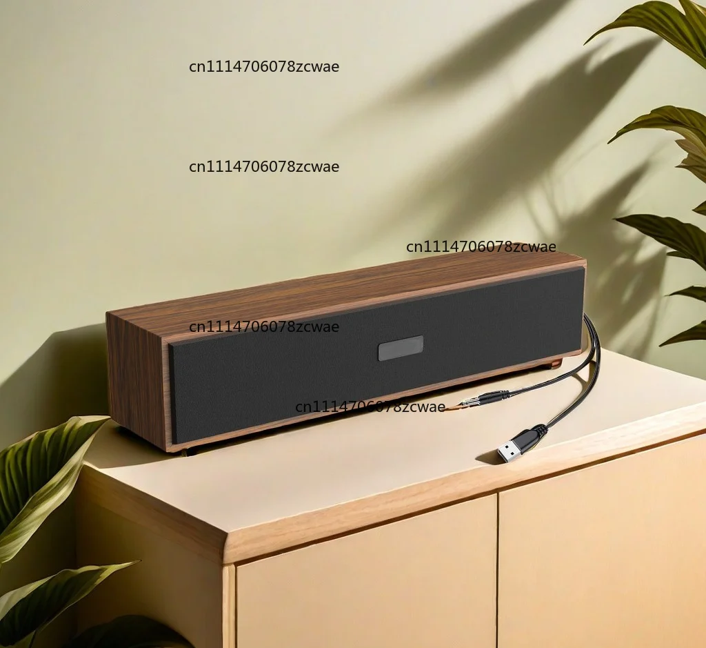 Wooden Soundbar Bluetooth Speaker USB Wired Dual‑Speaker Heavy Bass Desktop Audio for PC Laptop