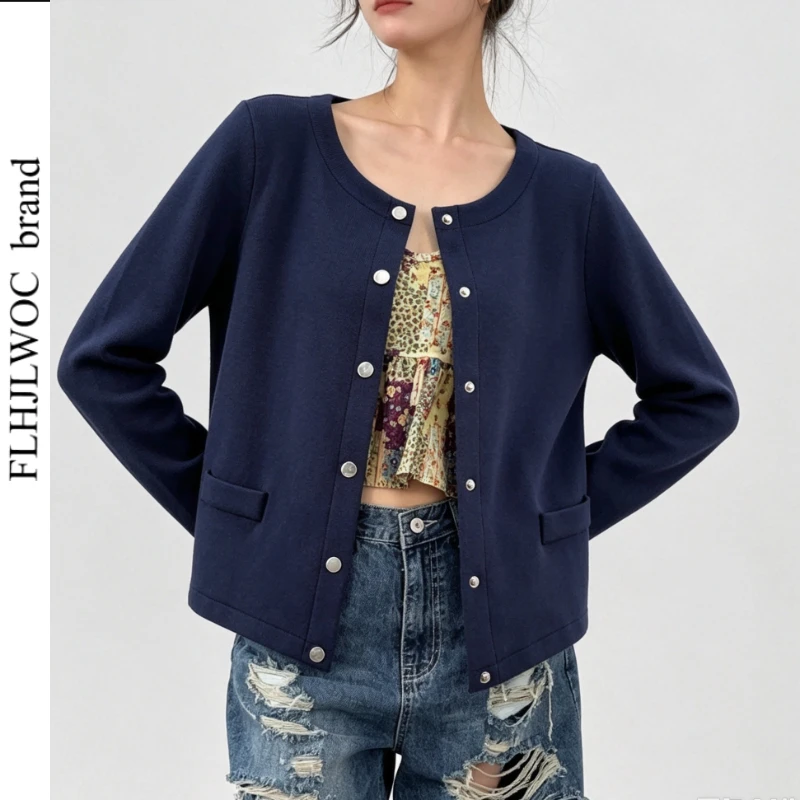 Short Coats Outerwear O Neck Long Sleeve Autumn Spring Woman Cute Girls Preppy Style Solid Button Casual Short Jackets
