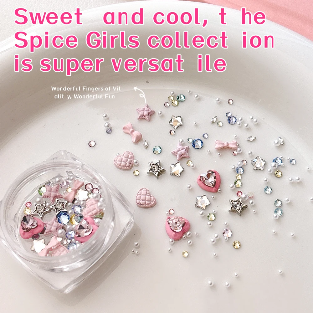 Zircon Nail Art Kit 3D Heart/Star/Bow Rhinestones Crystal Diamonds for Gel Nails Glitter Cat Eye Polish Decor DIY Manicure Set