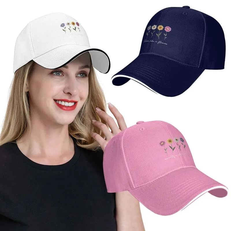 daisy flower print high-quality baseball cap, suitable for men's  women's soft top hats, sunscreen adult hats, give to friends