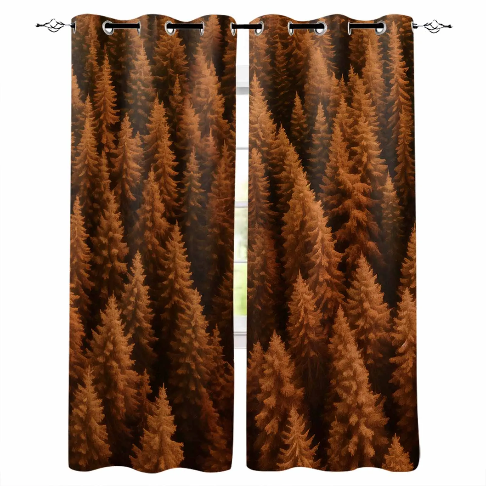 Wallpaper Forest Tree Autumn Living Room Bedroom Elegant Curtains For Kitchen The Room Window Treatments Drapes