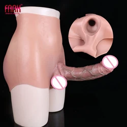 FAAK Silicone Hige Waist Panties Hip Enhancer with Realistic Hollow dildo Butt lift Silicone Panty Shaper Sex toys For Men