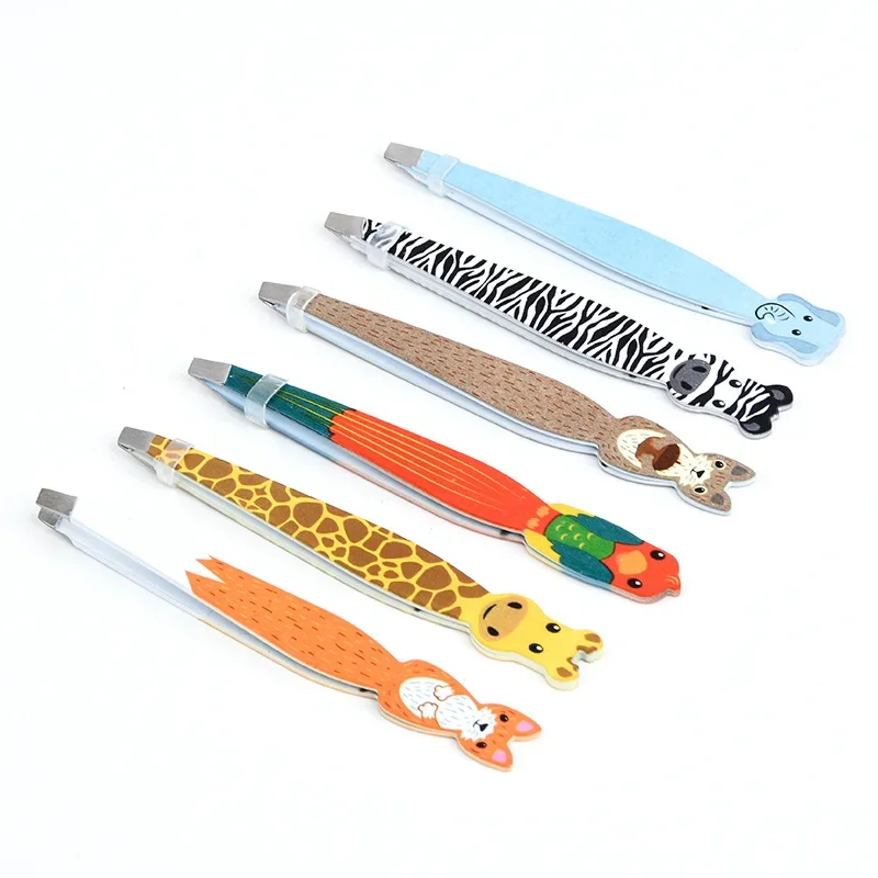 Cartoon Animals Eyebrow Tweezer Colorful Hair Beauty Fine Hairs Puller Stainless Steel Makeup Eye Brow Clips Removal Tools