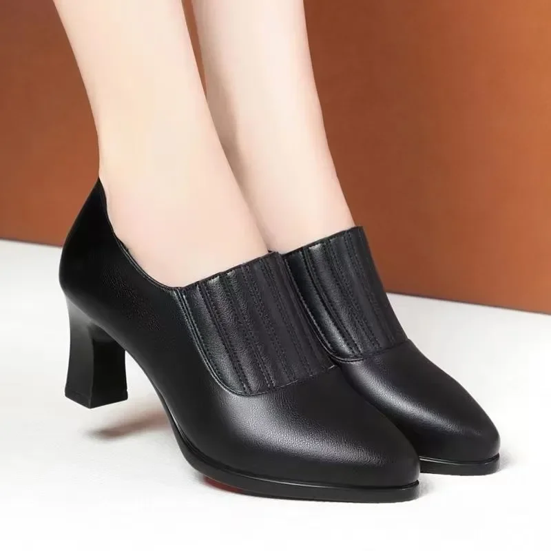 Botas Femininas Women Fashion Black High Quality Patent Leather Spring & Autumn Ankle Boots Lady Cool Brown Heel Shoes A172