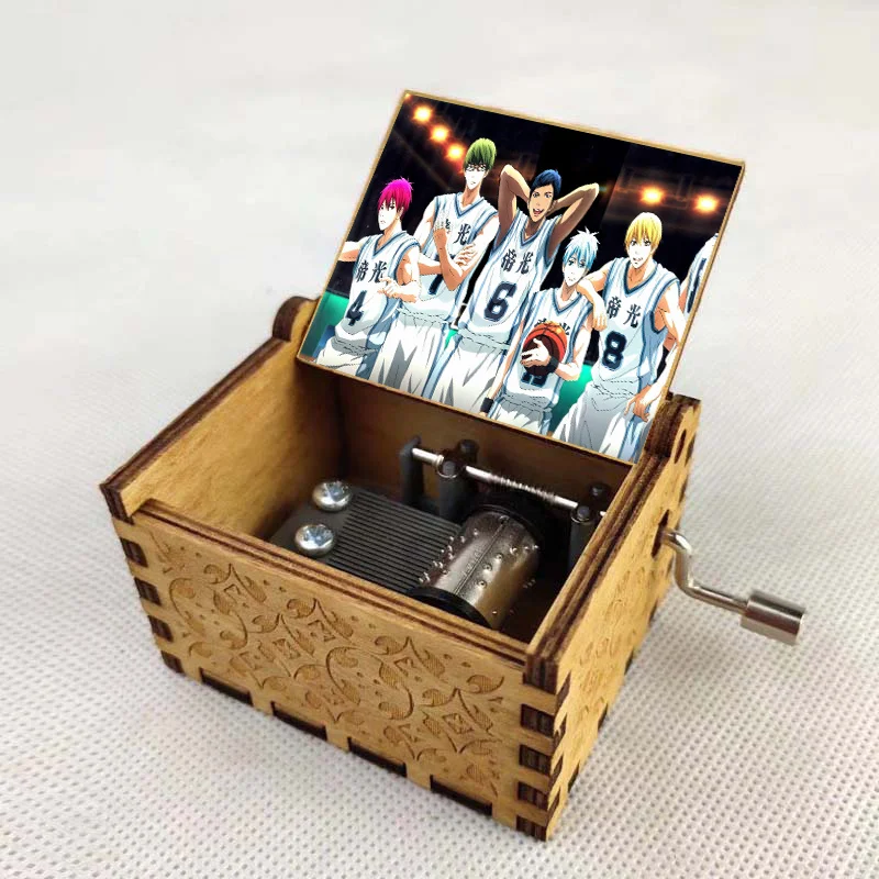 anime Kuroko's Basketball Cartoon Music Box Carved Wood Hand Crank Music Box Home decorations Merry Christmas Kids Birthday Gift