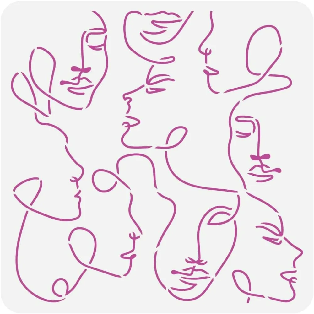 Abstract Face Painting Stencil 11.8x11.8 inch Large Human Face Drawing Template Reusable Abstract Face Line Stencil for Painting