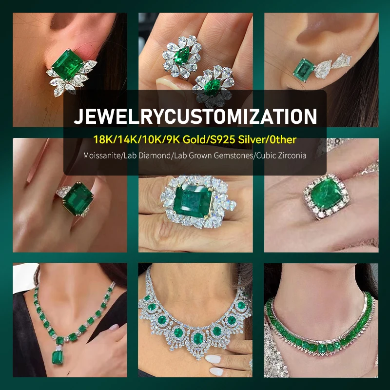 Custom Jewelry Fashion Style Moissanite Lab Diamond CZ S925 9K 10K 14K 18K Customize Jewelry Different Materials GRA Jewel Gift view 6