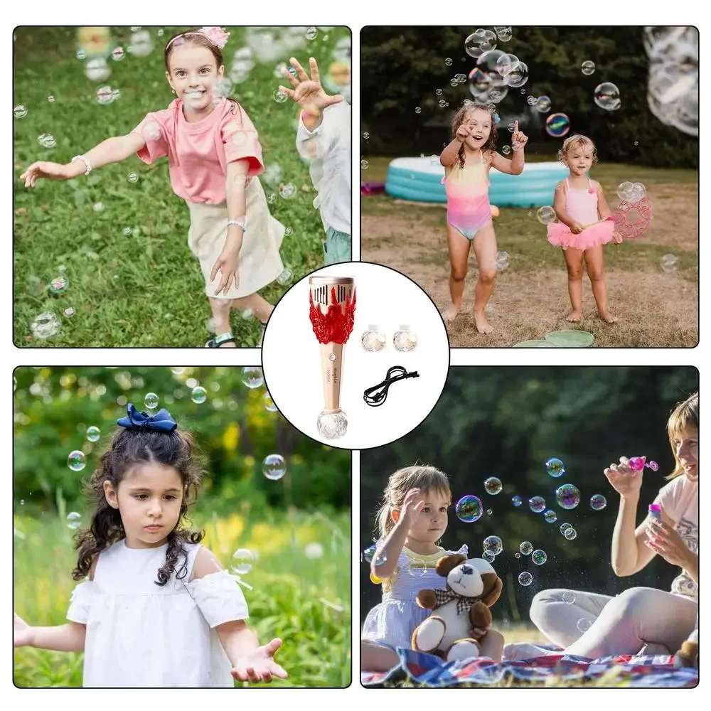 N ホールハンドヘルド電動バブルマシン子供のトーチバブル杖おもちゃ連続自動シャボン吹きバブルガンキッズギフト