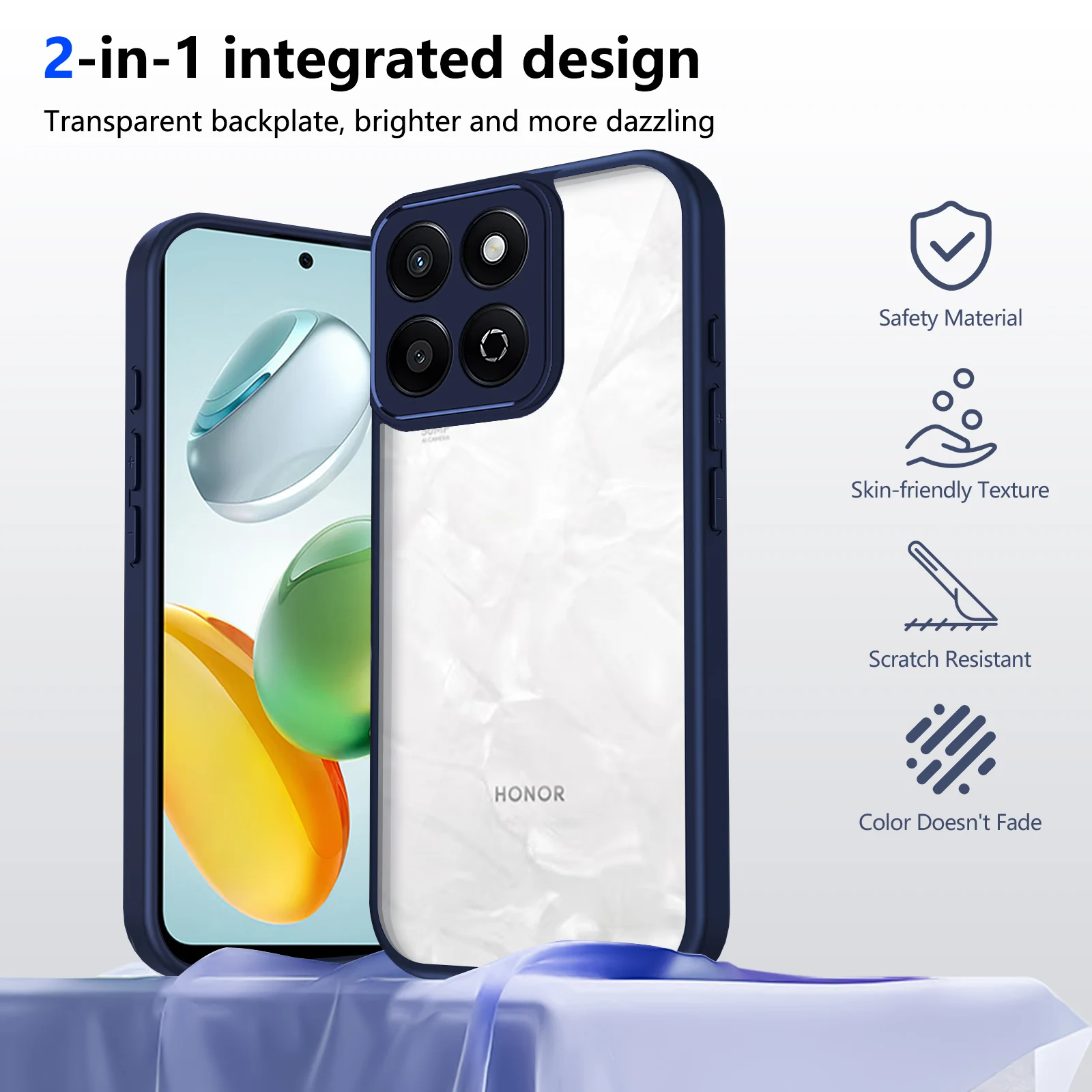 EUCAGR Honor 400 Smart Case Luftpolster Stoßfeste Silikonhülle Klare Matte Rückseite Harte Handyhülle für Honor 400Smart 5G