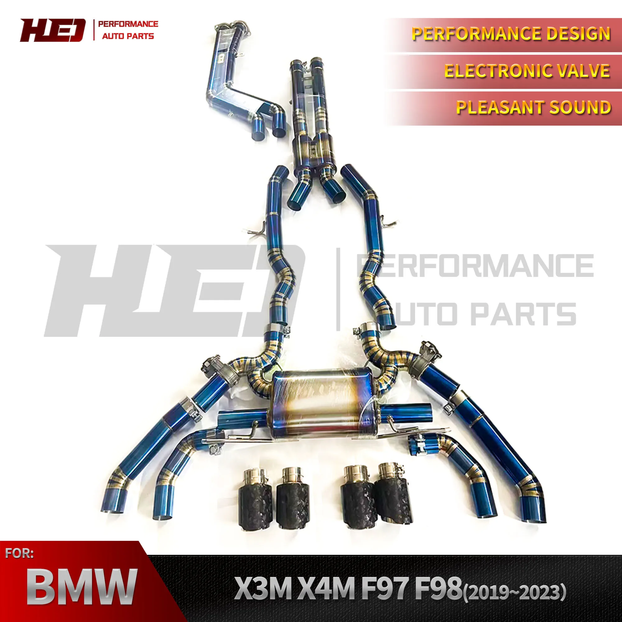 

Выхлопная система HEO Tit Catback для BMW X3M/X4M F97/F98 3.0T 2019-2023 с одинарной средней трубой, клапанной системой и глушителем Valvetronic для повышения производительности автомобиля