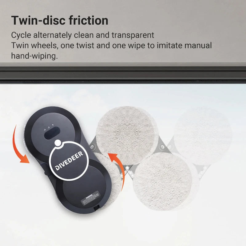 DIVEDEER Window Cleaner Robot Smart Automatic Water Spray Function Anti-fall Magnetic Glass Home Smart Cleaning Machine