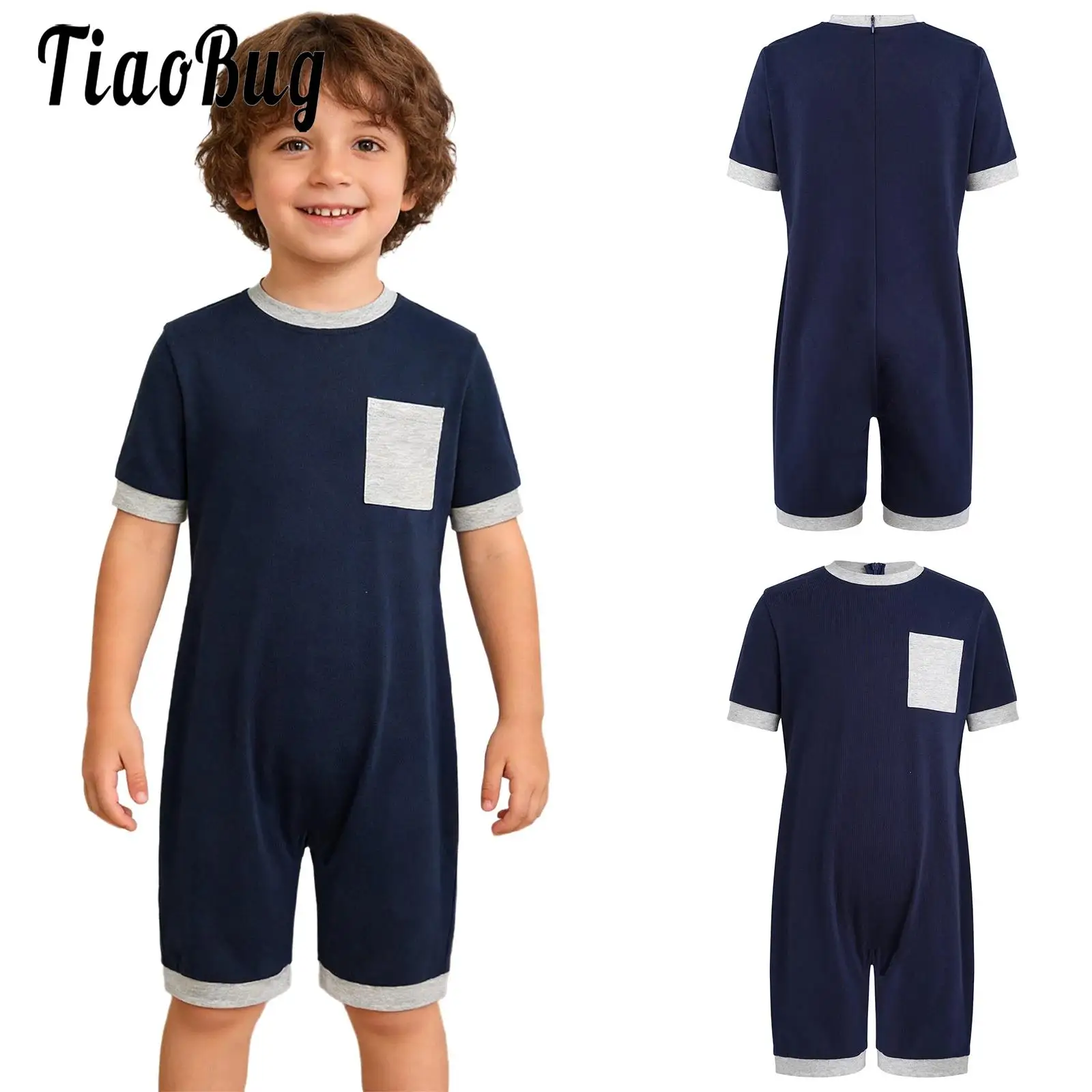 

Adaptive Clothing Jumpsuit for Boys Girls Special Needs Adaptive Clothing One Piece Short Sleeve Back Zipper Rompers Sleepwear