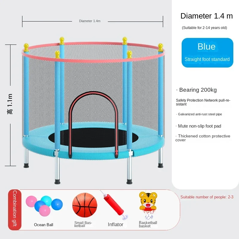 Jumping Diameter 1.4M Trampoline Bed High Safety Net Trampoline Table Indoor Bounce Bed Birthday Gift