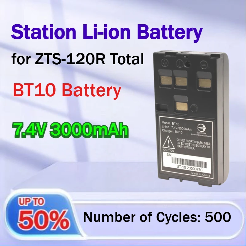 7.4V 3000mAh BT10 Battery for ZTS-120R Total Station Li-ion Battery Number of Cycles: 500 Long-lasting Battery Life
