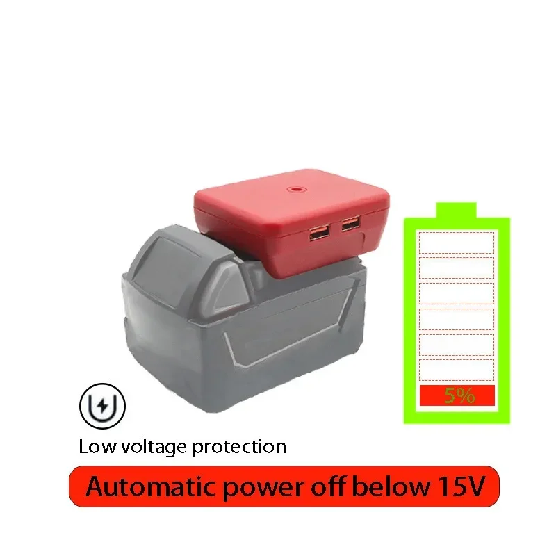 Connector Adapter Dual USB Power Bank Mobile Phone Charger For DeWalt For Milwaukee 18V 20V Lithium Battery For M18 48-11-1890