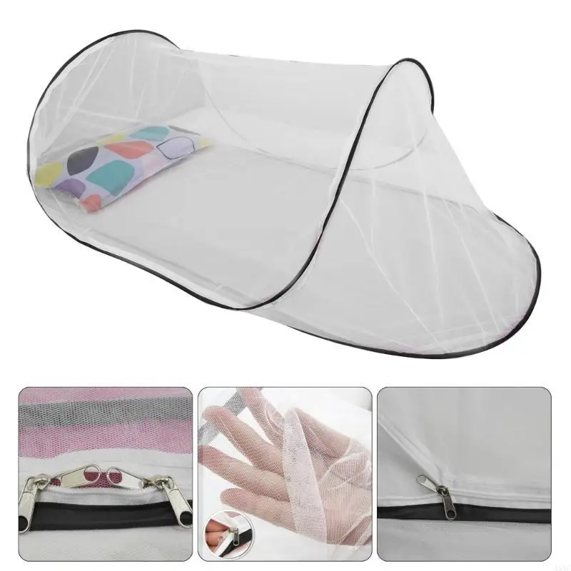 A5YC Tenda Kelambu Perjalanan Luar Ruangan Kain Jaring Portabel Jaring Lipat Tempat Tidur Tunggal untuk Tidur Luar Ruangan