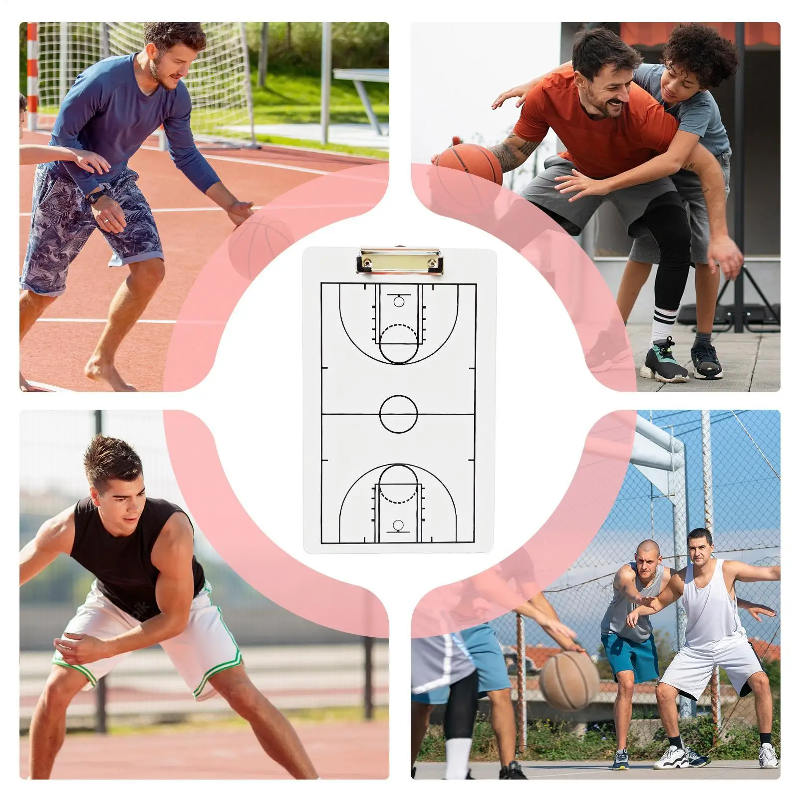 Portapapeles de entrenamiento de baloncesto, pizarra blanca de borrado en seco de doble cara con marcador para tácticas de competición de entrenamiento deportivo