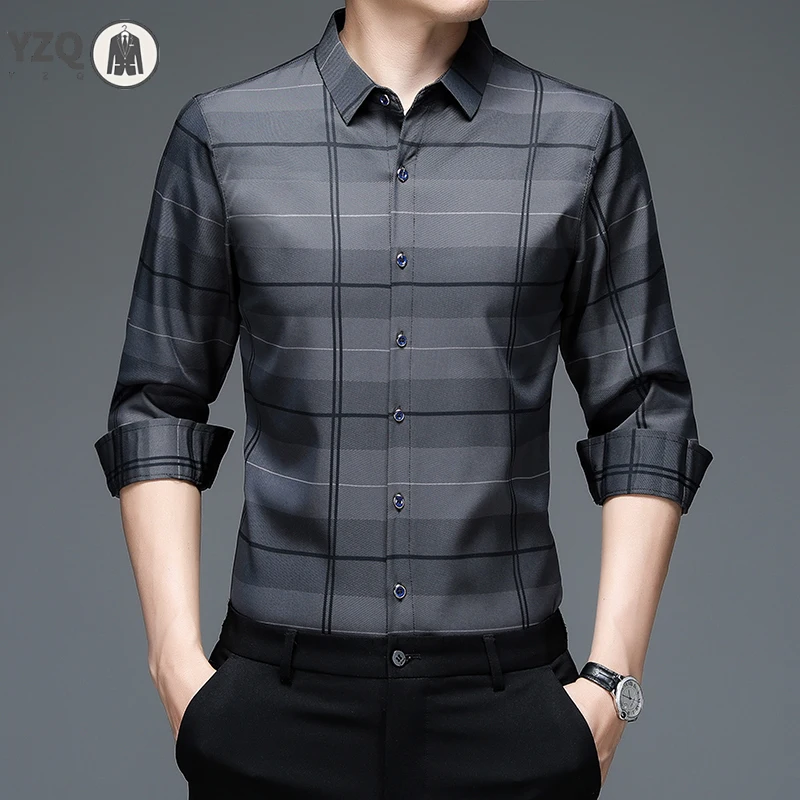 New Men\'s Casual Printed Long Sleeved Lapel Shirt for Spring and Autumn Fashion Comfortable Wrinkle Free Top Without Ironing