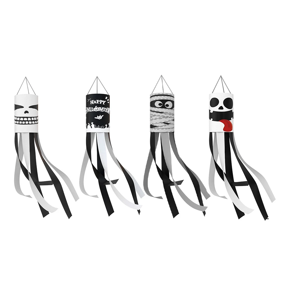 

4 pcs Ghost Windsocks Halloween Outdoor Decoration Windsock For Yard Party Festival Durable Polyester Vivid Pattern Haunted