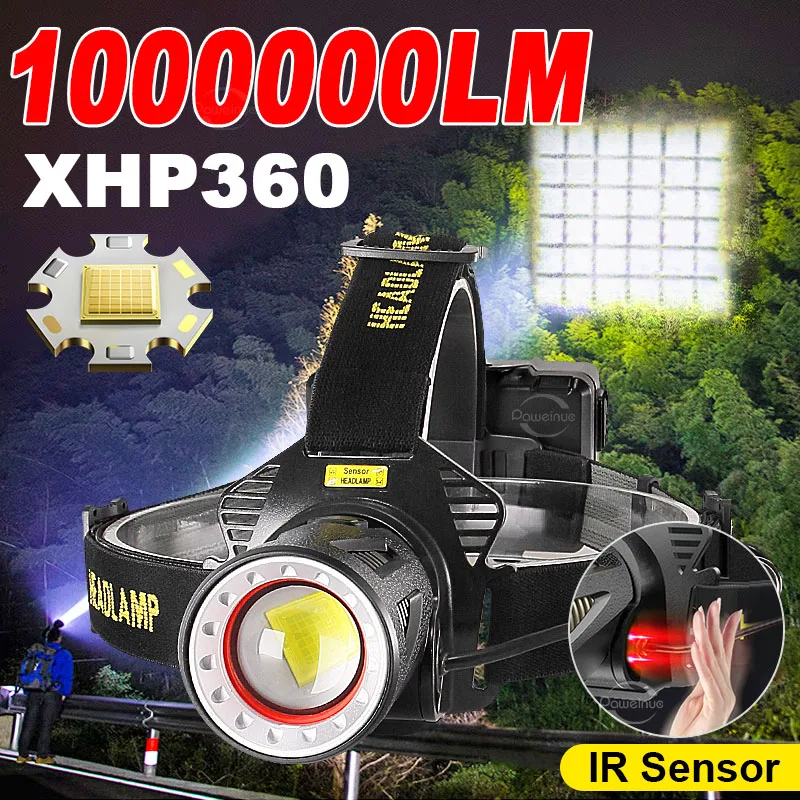 ir-センサー-xhp360-led-ヘッドランプ-1000000lm-ヘッドライト強力なヘッド懐中電灯トーチ充電式ヘッドランタンキャンプ釣り用