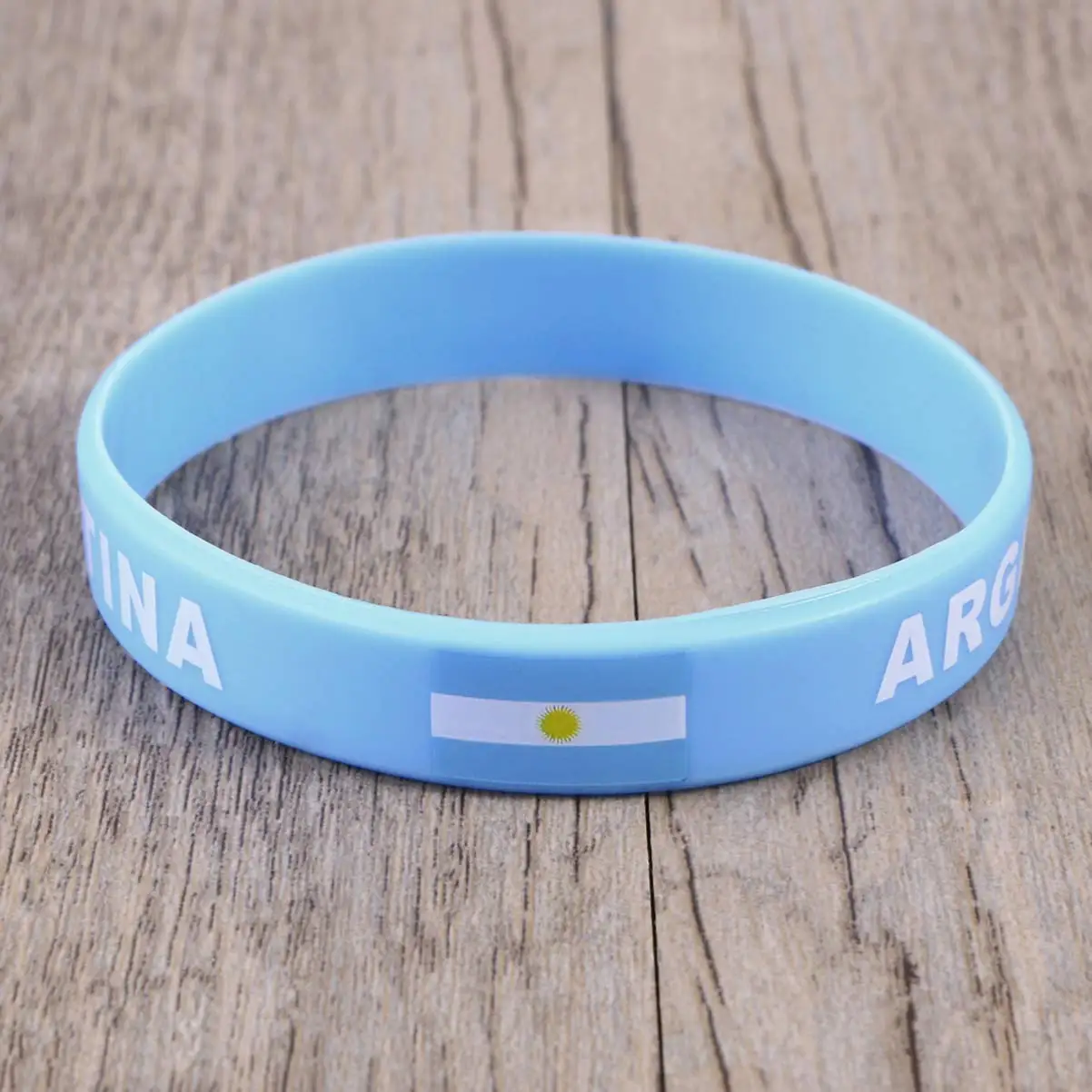 Wholesale 80pcs Argentina Flag Silicone Bracelets Sports Game Wristbands National Wrist Strap Men Women Rubber Band Accessories