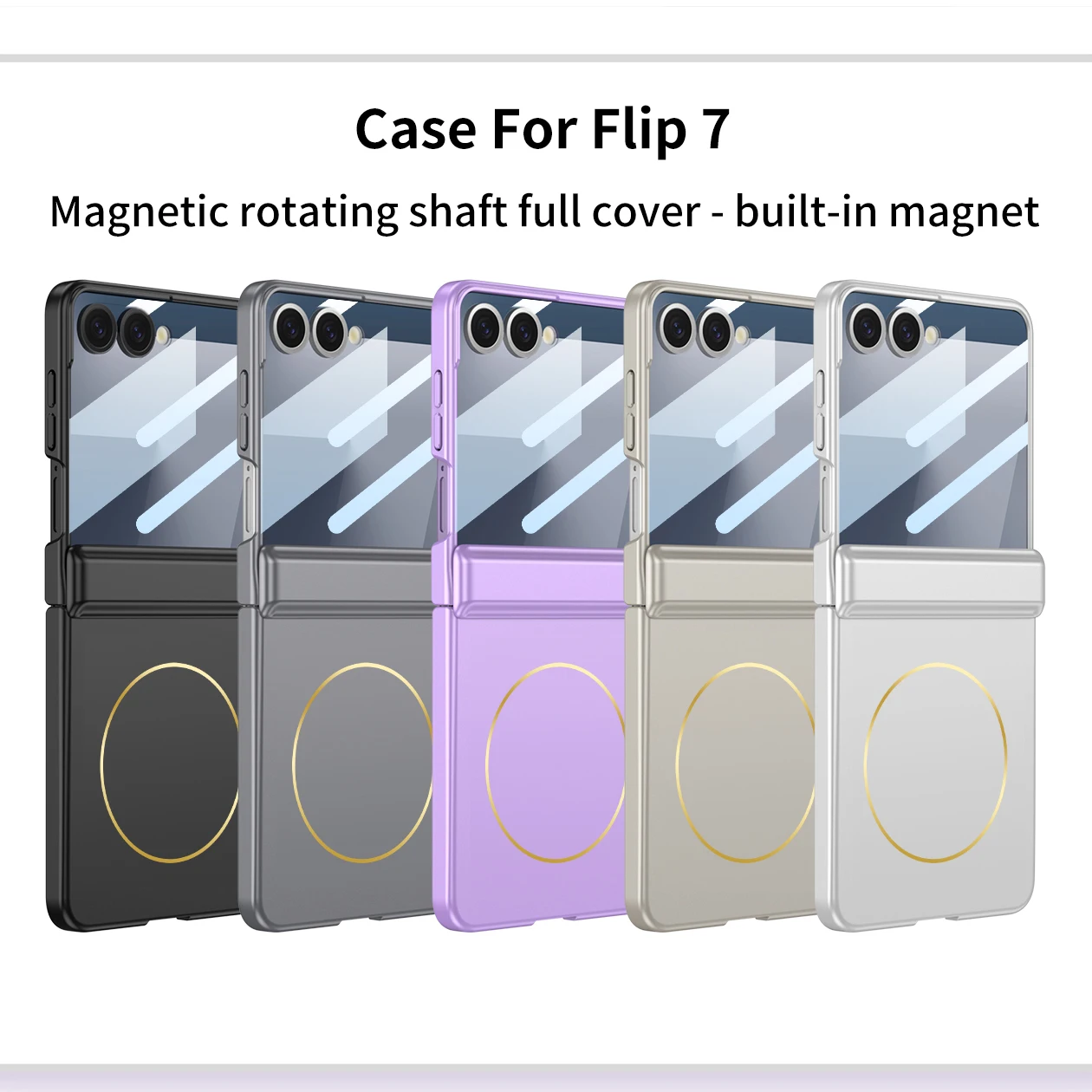 

For Samsung Galaxy Z Flip 7 Case Hard Skin Middle hinge Magnetic Wireless Charging Protective Back Cover For Z Flip7 Phone Shell