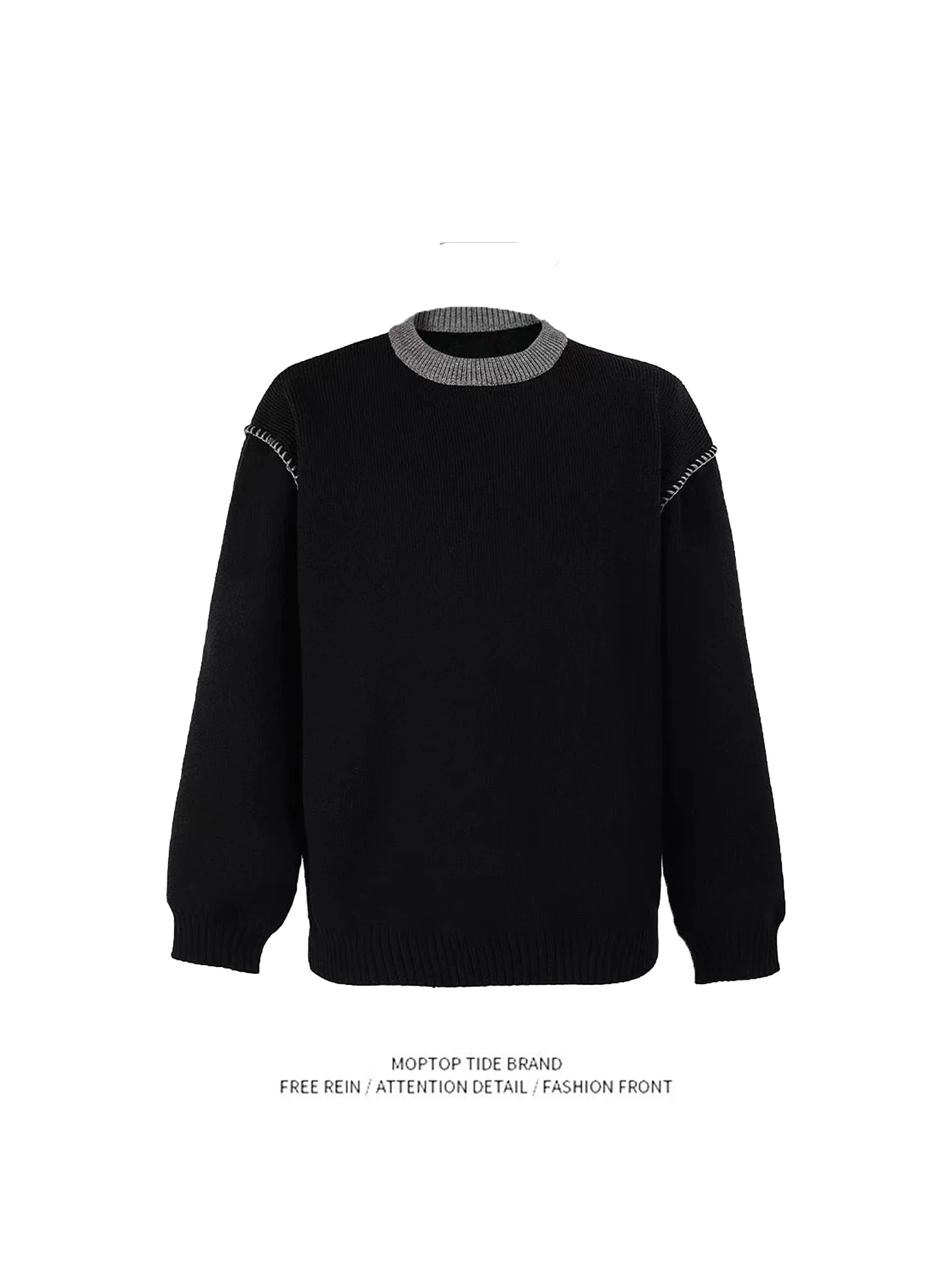 

Handmade Knitted Sweater Heavyweight round Ne Pullover for Men And Women Couple's Faionable Casual Long Sve Autumn Wear