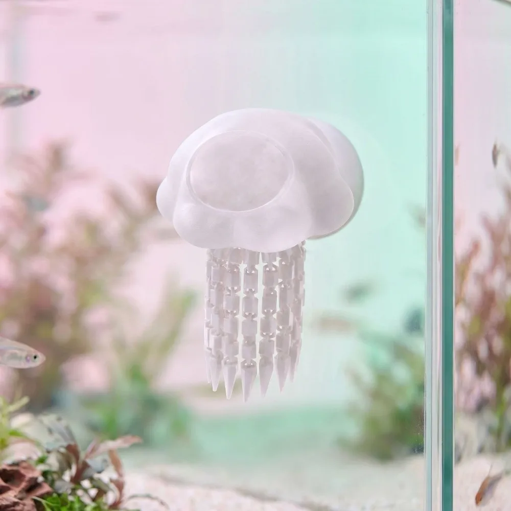 Jellyfish Shape Aquarium Hideout Cave Luminous Plastic Floating Jellyfish Hideout 3D Printed with Suction Cup