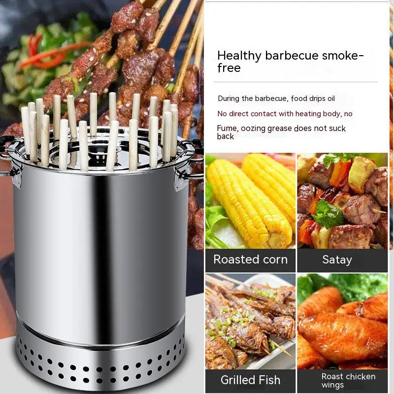 Smokeless Barbecue oven Household Charcoal indoor Barbecue Artifact Outdoor Stainless steel Barbecue oven Roast chicken oven Han