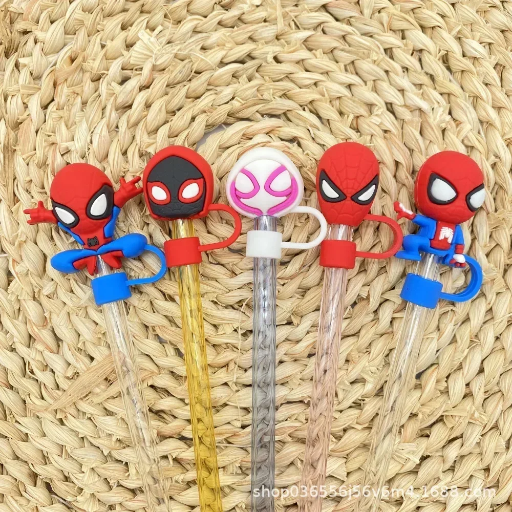 Disney Spiderman Straw Cap Cover for Tumbler Reusable Straw Tip Covers for Cup Accessories Water Bottles Dust Proof Straw Caps