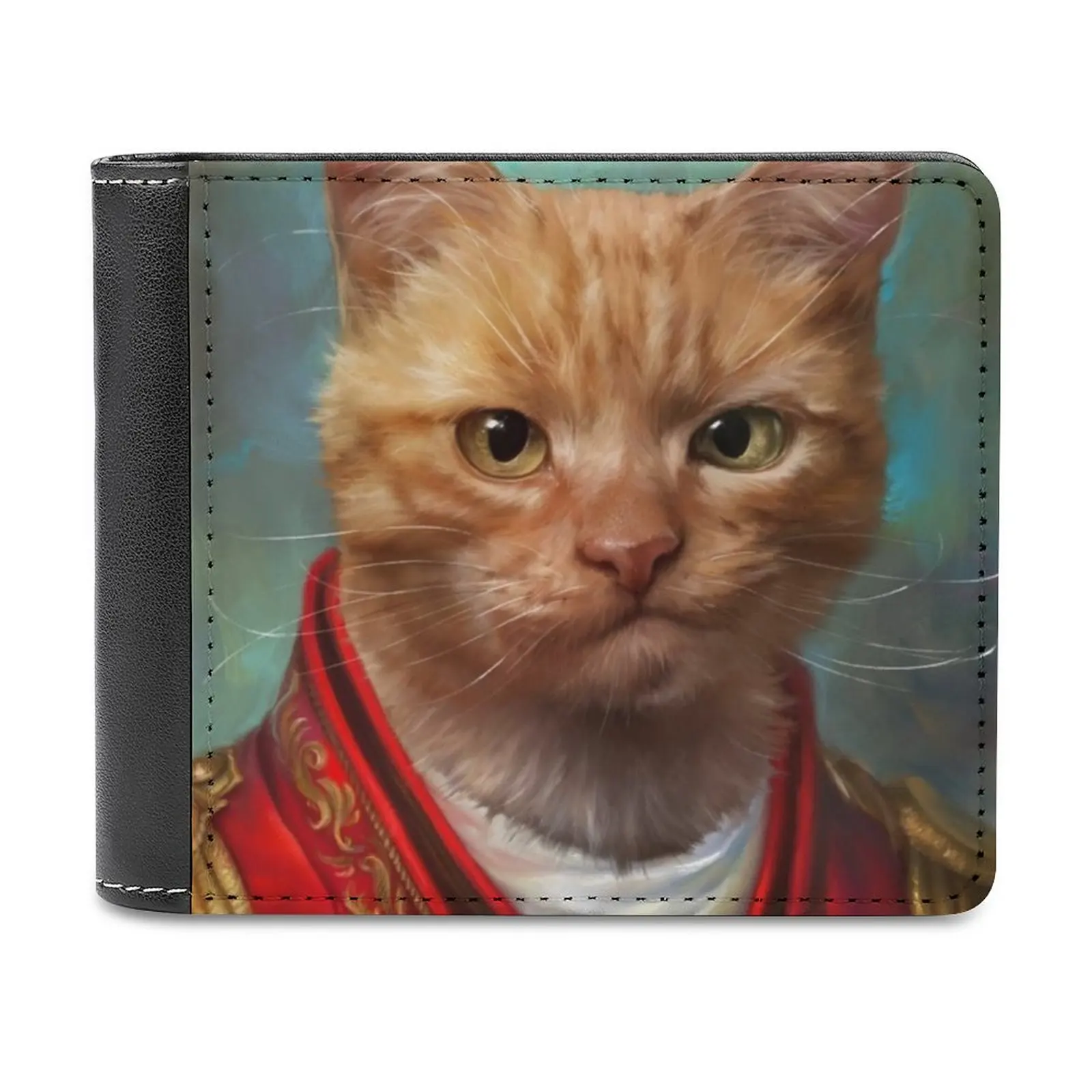 The Ferns Black Cat Version Men's Wallet Leisure Travel Lightweight Portable Wallets Short Style Male Purse Black Cat Cat Kitty