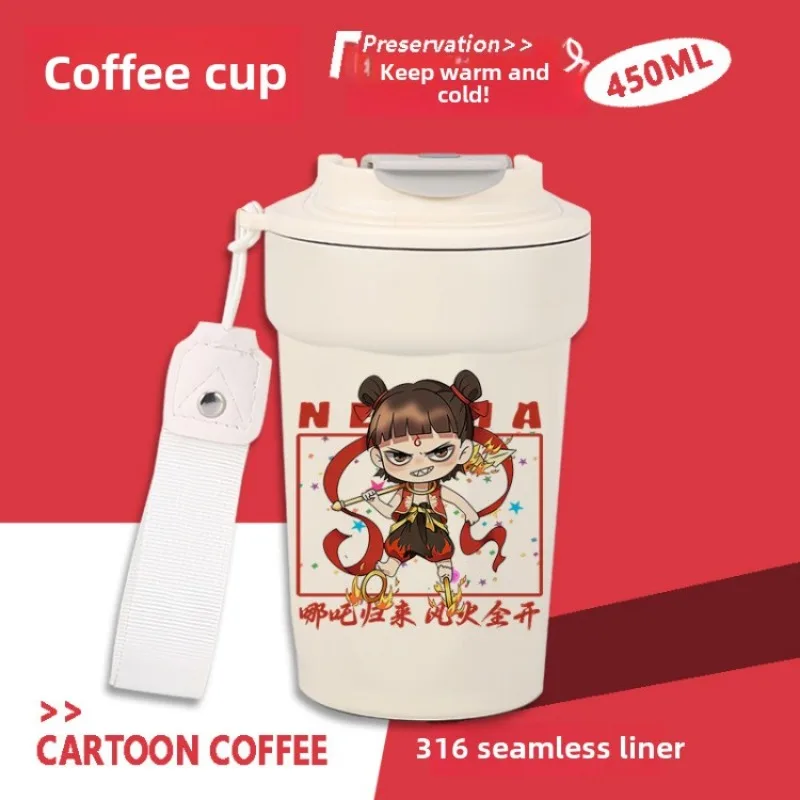 Ne Zha 2 Birth of The Demon Child Insulated Thermos Cup Anime & Game Themed Coffee Mug Cute Cartoon Design Perfect Birthday Gift