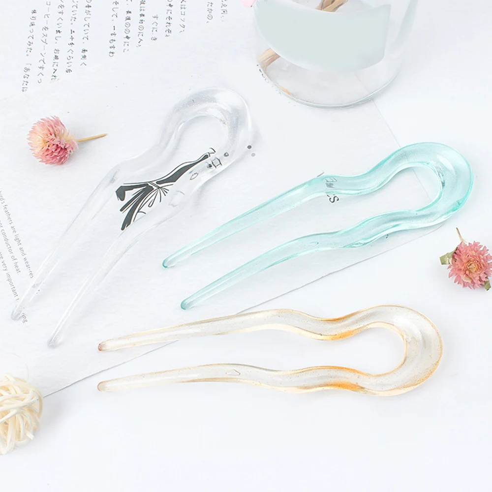 Vintgae U Shape Hair Sticks Fork Hairpin Elegant Women Metal Hair Clip Pins Girls Hairpins Hair Bun Maker Headwear Accessories