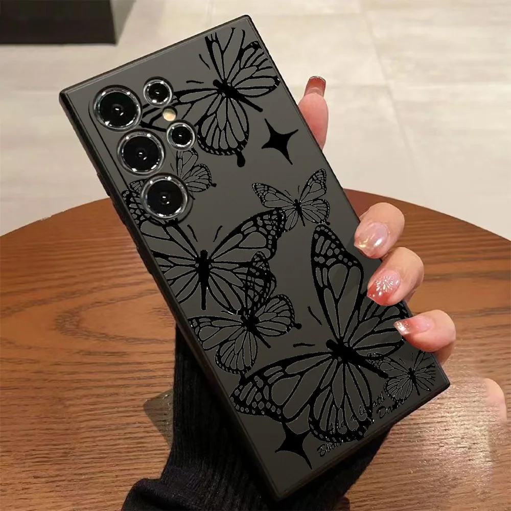 Black Butterfly Fashion Phone Case For Samsung Galaxy S25 S24 S23 S22 S21 S20 S10 Note 20 10 Lite Ultra Plus FE 4G 5G Cover