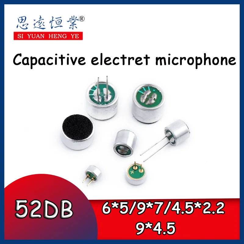 2PCS Microphone head 6*5mm 9x7mm 6*2.2 Microphone with pin capacitive electret microphone 52DB pickup