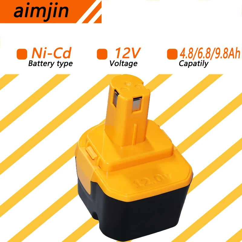 Per batteria di ricambio per elettroutensili RYOBI 12V Ni-CD4.8/6.8/9.8Ah 1400652   B-8286 1400143   HP1201MK2 4400005   BPT1025 RY-1204 CTH1201
