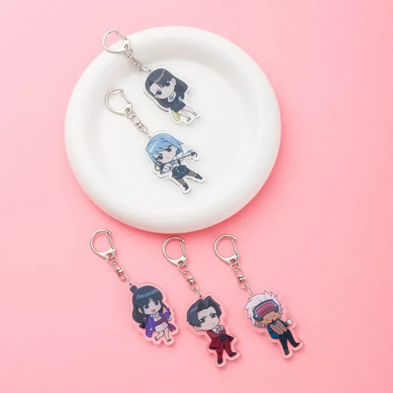 Ace Attorney Anime Acrylic Keychain Accessaries Cartoon Funny Pendant Cute Creative bag Charm Car Keyring Friends Fans Gifts