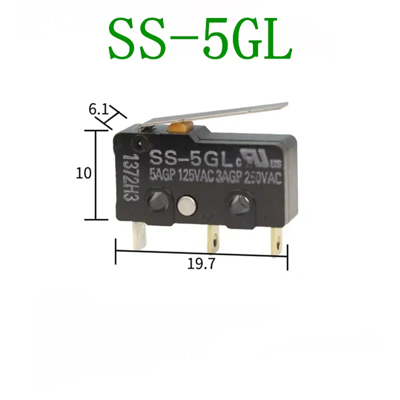 Palanca de rodillo de bisagra 20 piezas, SS-5GL2 Original, 3 pines SPDT, microinterruptor básico subminiatura, SS-10GL13